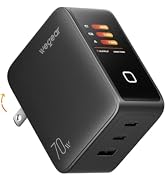 wegear 70W GaN USB C Charger Block with Smart Display & Touch Control, 3-Port PD3.0 Fast Wall Cha...