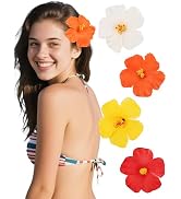4 PCS Hawaiian Flower Hair Clips for Women Plumeria Hibiscus Hair Clips Artificial Flower Hair Ba...
