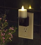 Luminara Flameless Candle Nightlight w/Dusk to Dawn Light Dark Auto Sensor, Bronze Wall Plug Indo...