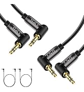 J&D (2 Pack) Gold Plated 3.5mm Stereo Audio Aux Cable 90 Degree Right Angle Compatible for iPhone...
