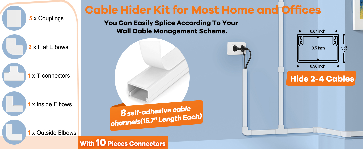 Wall cord cover kit