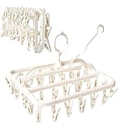 Foshine Clothes Drying Racks Foldable Clip Hangers Drip Hanger Plastic with 32 Drying Clips Wind-...