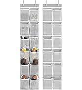Simple Houseware 24 Pockets - 2PK 12 Large Pockets Over Door Hanging Shoe Organizer, Grey