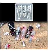 3D Bone Shape Gel Nail Art Mold Silicone Tools Nails Rib Small Model Resin Spine Molds for Access...