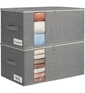 punemi 90L Rigid-Sided King Size Comforter Storage Bag,2 Pack, Gray | Sturdy Structure, Stackable...