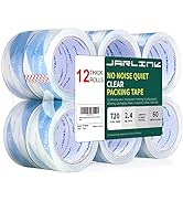 JARLINK No Noise Clear Quiet Packing Tape (12 Rolls), Heavy Duty Packaging Tape for Shipping Pack...