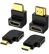 VCELINK 8K HDMI 2.1 Right Angle Adapter, 4 Pack Combo 2 Pcs 90 and 270 Degree & 2 Pcs Vertical Fl...