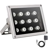 Univivi IR Illuminator, 850nm 12 LEDs Wide Angle IR Illuminator for Night Vision, Waterproof LED ...