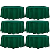 Aocoz Round Tablecloth 120 Inch 6 Pack Dark Green Tablecloths Washable Decorative Linen Polyester...