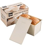 1Lb White Pullman Loaf Pan with Lid, Gluten Free Bread Pan, Sandwich Bread Loaf Pan, Pull Bread P...