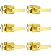 Probrico Gold Keyed Alike Entry Door Handle Knob Square Heavy Duty Door Lever Lockset Reversible ...