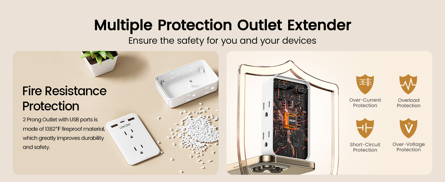 Multiple Protection Outlet Extender Ensure the safety of you and devices