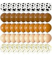 CVPARTYON Western Brown Balloons 12 Inch Nude Tan Gold Latex Confetti Cow Print Balloons for Cowb...