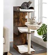 Modern Wood Cat Tree Tower for Indoor Large Cats, Cat Scratching Posts with Big Perch Bed, 44.8" ...