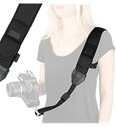 USA Gear Camera Sling Shoulder Strap with Adjustable Neoprene, Safety Tether, Accessory Pocket, Q...