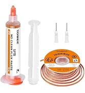 TOWOT 10ft Solder Wick Braid & No-Clean Soldering Flux Paste (10cc) - Desoldering Kit for Electro...