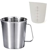 KSENDALO 1L Stainless Steel Measuring Cup with 500ML Squeeze Silicone Measuring Cup Set, Measurin...
