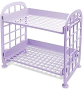 UnnFiko 2-Layers Table Shelf Organizer, Adjustable Plastic Storage Rack Shelf Square Basket Desk ...
