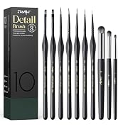 JusArt 10-Piece Detail Paint Brush Set, Miniature Paint Brushes for Models, Acrylic Oil Watercolo...