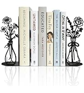 Flower Metal Bookends Decorative Book Ends for Shelves, Cute Book Ends for Home Office Decor Deco...