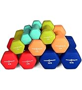 Fitness Republic Neoprene Workout Dumbbells - Non Slip, Anti Roll Exercise & Fitness Dumbbells Co...