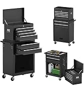 Goplus Rolling Tool Chest, 6-Drawer Tool Box Organizer w/Auto Locking System & Lockable Wheels & ...