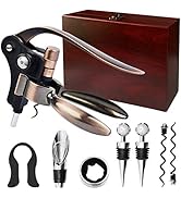QONYFONE Wine Opener, Rabbit Corkscrew with Elegant Wooden Box, Premium 9-Piece Set, Includes Win...