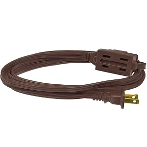 Clear Power 6 ft 3 Outlet Indoor Extension Cord 16/2 SPT-2, Brown