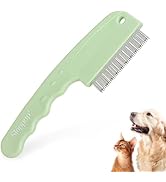 HOP Green 3-Row Pet Flea Comb with Handle Fine Tooth Flea Comb Lice&Tick Metal Comb for Dogs and ...