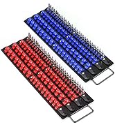 Mayouko 80-Piece Portable Socket Organizer Tray, 2 Pcs Set, Blue & Red, Tools Organizer 1/4-Inch,...