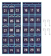 2 Pack Classroom Headphone Storage Organizer with 30 Pockets, Hanging Number Headphone Holder