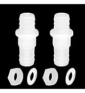 Quickun 1/2" Hose Barb Thru-Bulk Bulkhead Fitting Plastic Hex Straight Union Adapter Fitting for ...