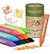 JUPITEARTH Beeswax Crayons for Toddlers 1–3, Jumbo Silky Crayons, 12 Colors | Non-Toxic & Washabl...