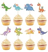Hooqict 40Pcs Dinosaur Cupcake Toppers Cute Dinosaur Birthday Cupcake Topper Decorations for Kids...
