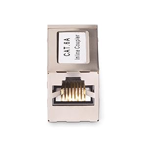 hielded RJ45 Coupler, Inline Cat6a Coupler, Female to Female (F/F) T568B Pinout