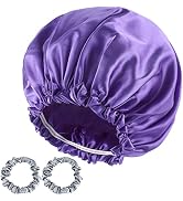 Satin Bonnet Silk Bonnet for Sleeping, Double Layer Hair Bonnet Silk Cap with Satin Scrunchies fo...