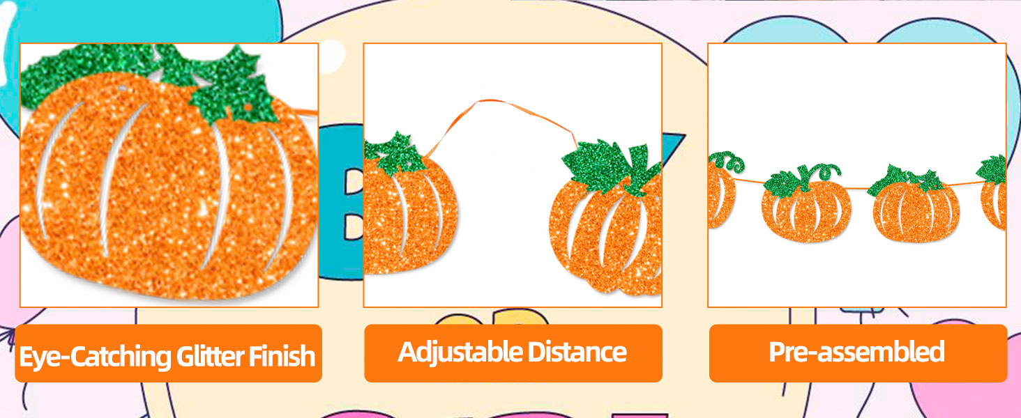 A Little Pumpkin Is On The Way Banner with Pumpkin Garland