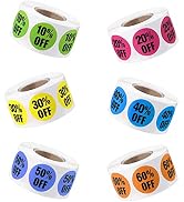 6 Rolls/3000 PCS Percent Off Stickers,1'' 10 to 60 Percent Discount Stickers Labels,Adhesive Disc...
