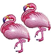 GOER Flamingos Foil Balloons,2 Pcs Giant Helium Balloons for Flamingos Theme Birthday Party Decor...