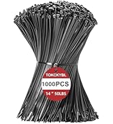TOKCKYBL 14 Inch Zip Ties (1000 PCS) – Heavy Duty 50lbs Tensile Strength, UV Resistant Black Cabl...