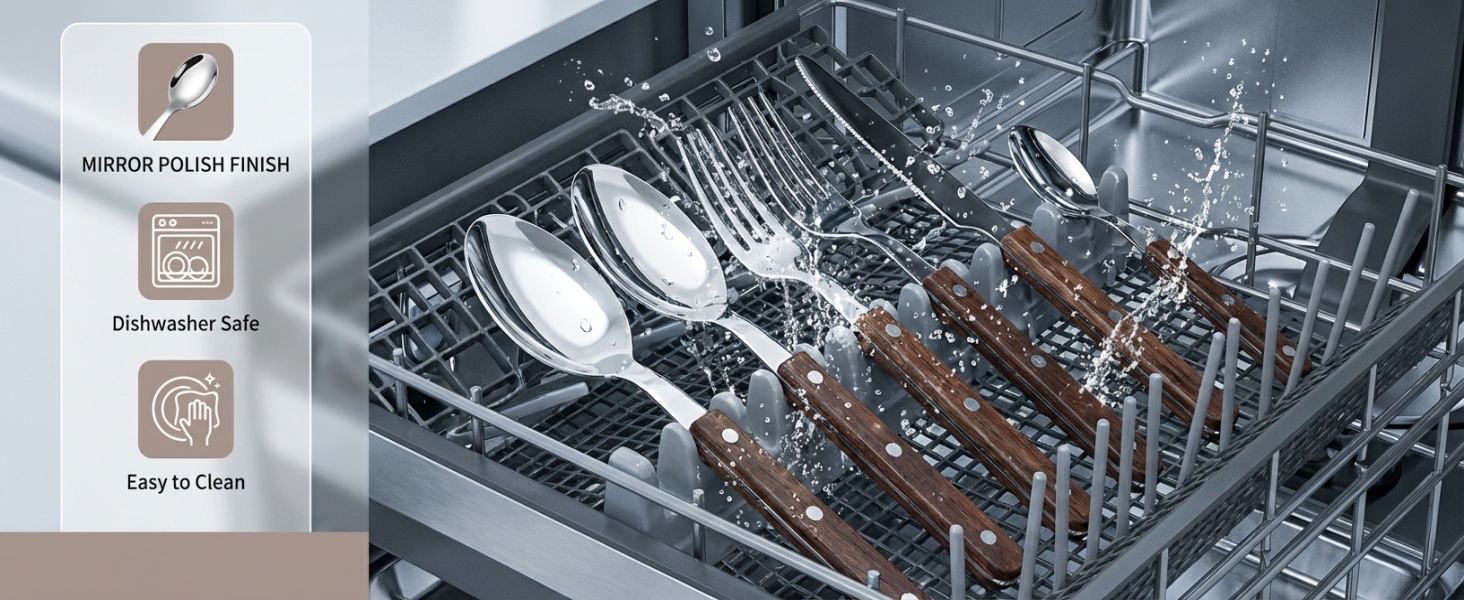 This Dishwasher Safe Silverware Cutlery Set saves you time on cleanup