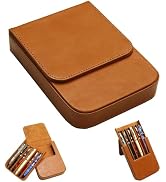 MIVLXLX Leather 6 Fountain Pen/Pencil Tray Case, Handmade, Magnetic Closure with Drawer Design, G...