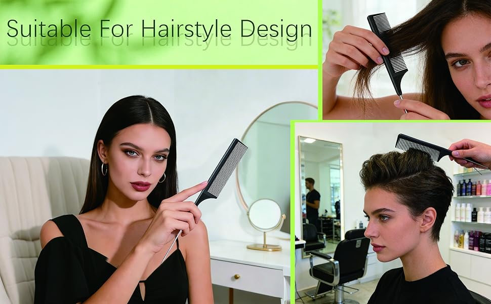 Rat Tail Combs Carbon Fiber Heat Resistant Teasing Hair Combs