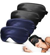 4 Pack Silky Sleep Masks for Women Men, JroyJoy 100% Blackout and Super Soft for Sleeping with Ad...
