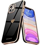 Teageo Compatible with iPhone 11 Case for Women Girl Cute Love-Heart Luxury Bling Plating Soft Ba...