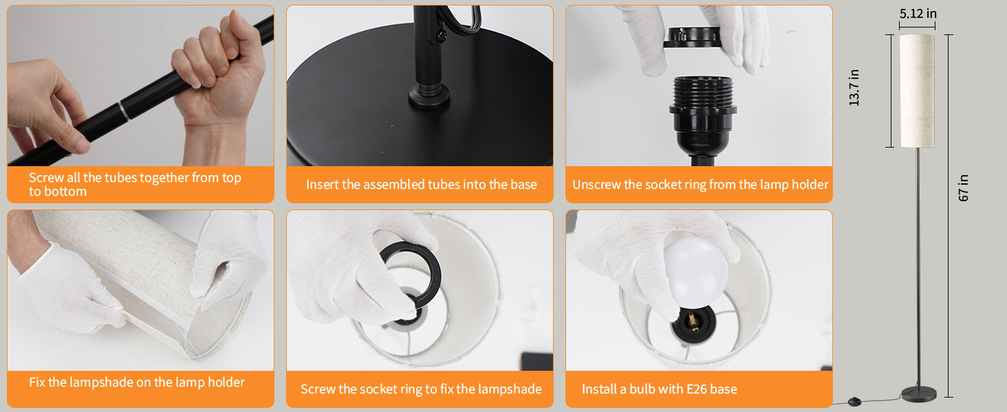 The installation steps of floor lamps