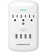 Title: Monster Wall Tap Plug 3-Outlet Extender with Outlet Surge Protector for Home, Travel, Offi...