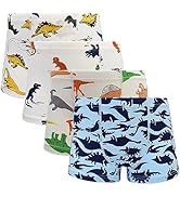 SkiBeaut Boy Toddler Underwear, 4 Pack Little Boys Boxer Briefs Kids Soft Cotton Dinosaur Shark U...
