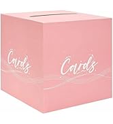 FALIZIFU Pink and White Card Box for Party 9.8 x 9.8 x 9.8 Inch Large Gift Card Box Holder for We...