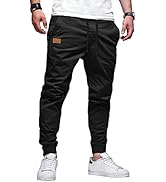 JMIERR Mens Casual Joggers Pants - Cotton Drawstring Chino Cargo Pants Hiking Outdoor Twill Track...